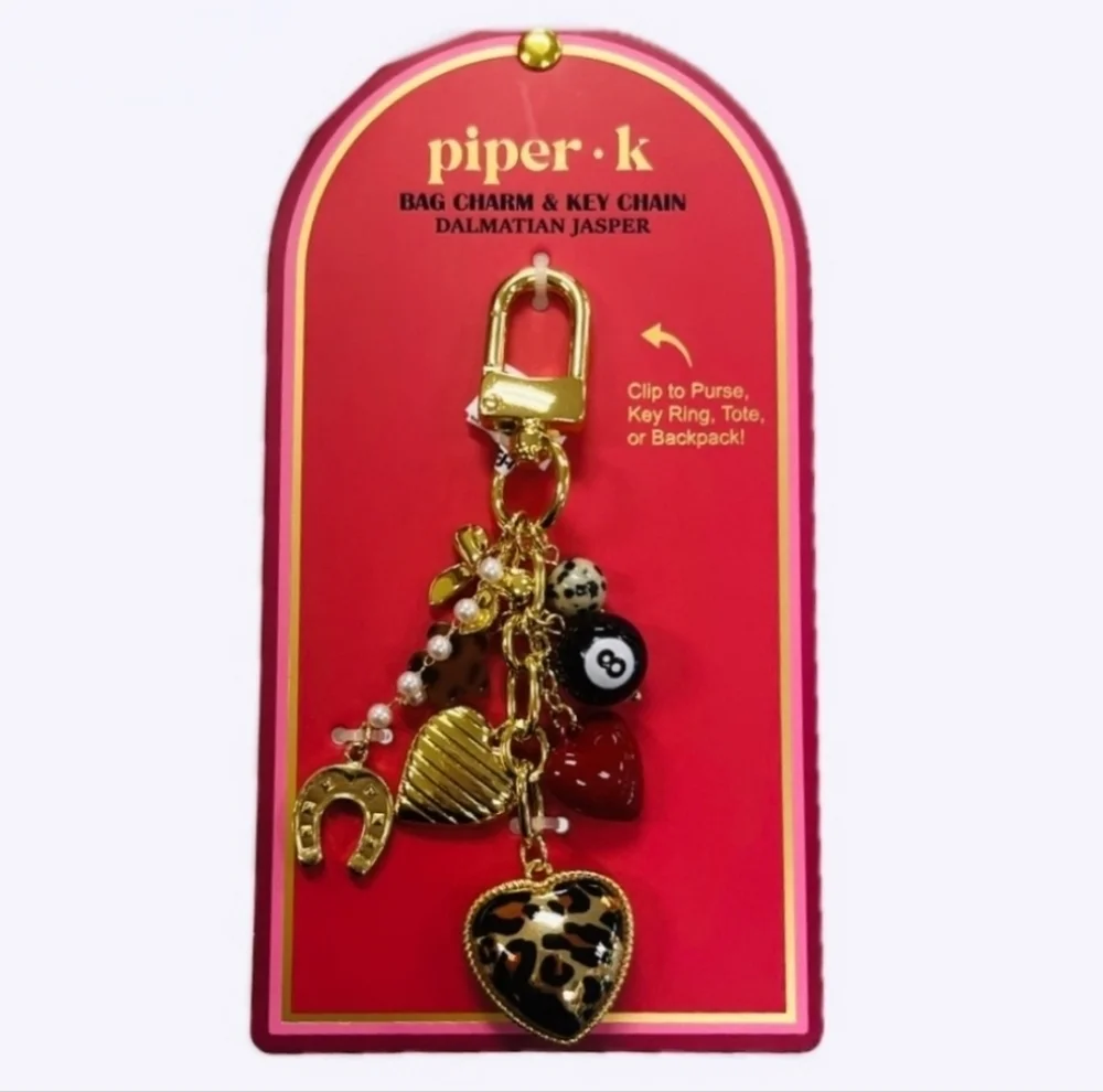 💛▪️ Piper K▪️ Bag Charm & Key Chain with Dalmatian Jasper